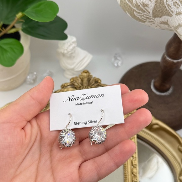 Noa Zuman Jewelry - Noa Zuman Sterling Silver Crystal Drop Earrings – Made in Israel